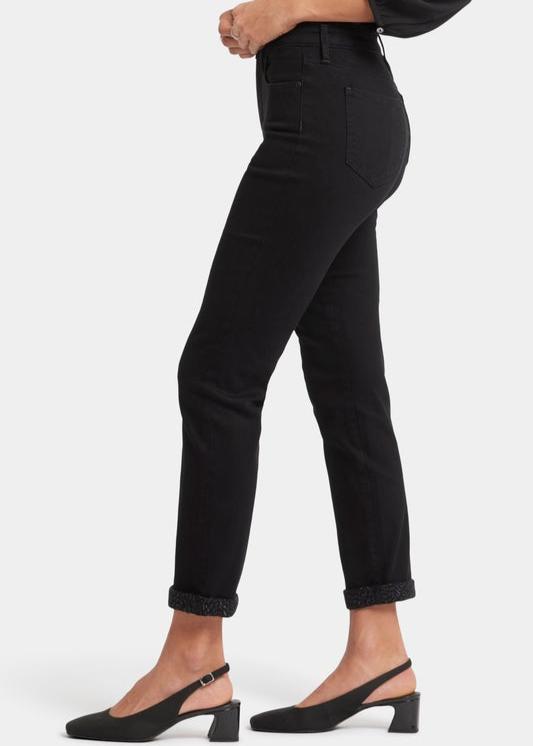 NYDJ - Sheri Slim Ankle Cheetah Cuff Jeans - Black Rinse