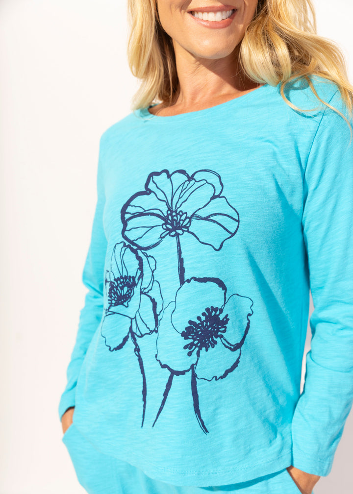 Escape - Sketched Blooms Long Sleeve Top