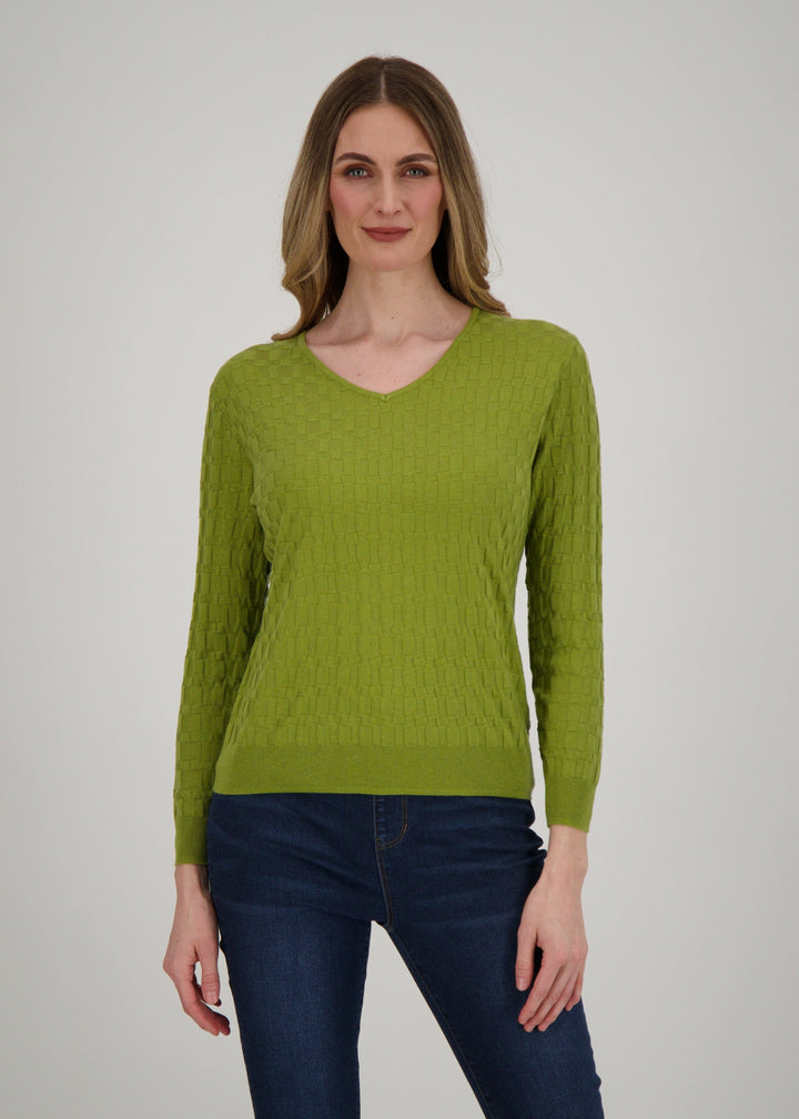 Spanner - V-Neck Basket Weave Sweater