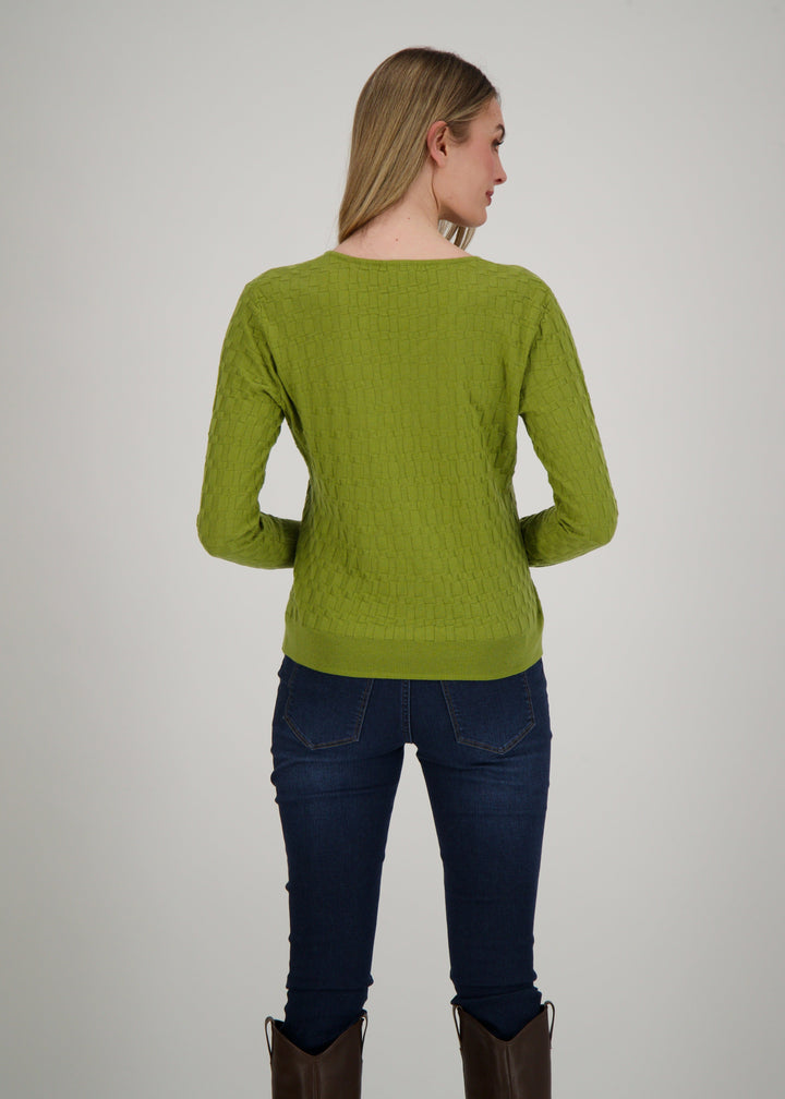 Spanner - V-Neck Basket Weave Sweater