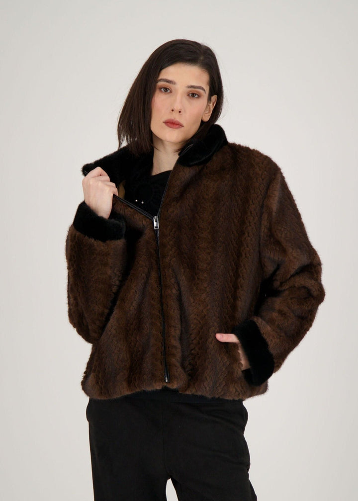 Spanner - Faux Mink Bomber Jacket -SALE