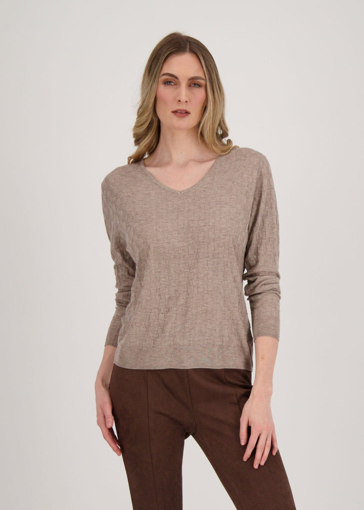 Spanner - V-Neck Basket Weave Sweater