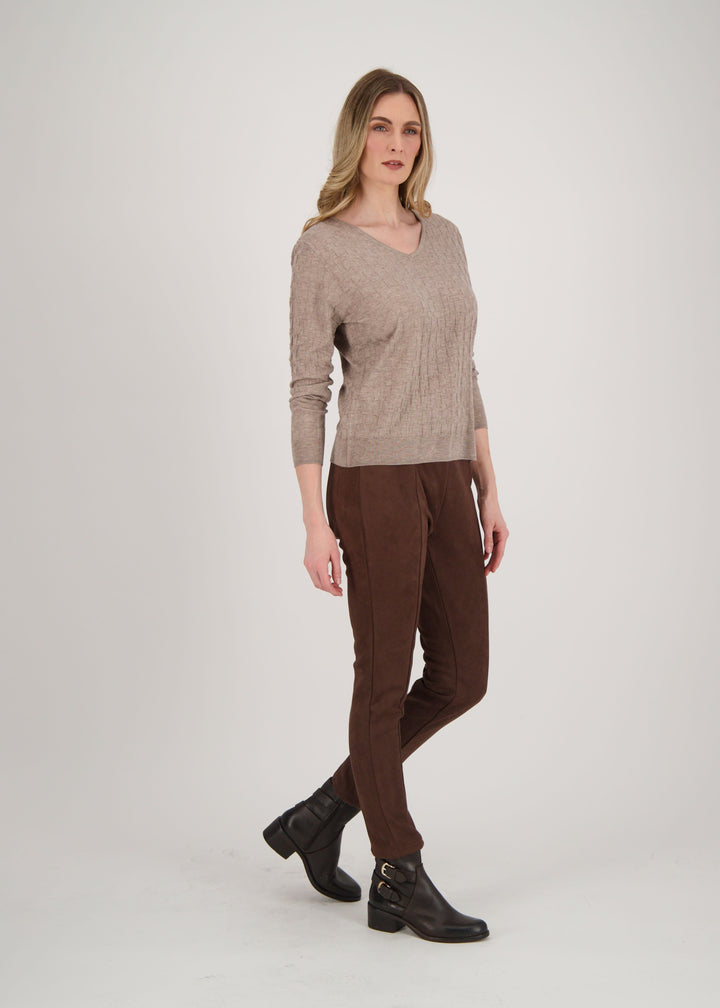 Spanner - V-Neck Basket Weave Sweater