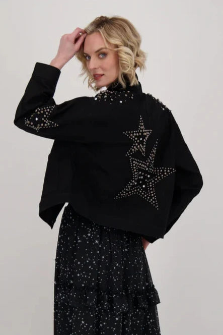 Gabby Isabella - Embellished Star Studded Denim Jacket