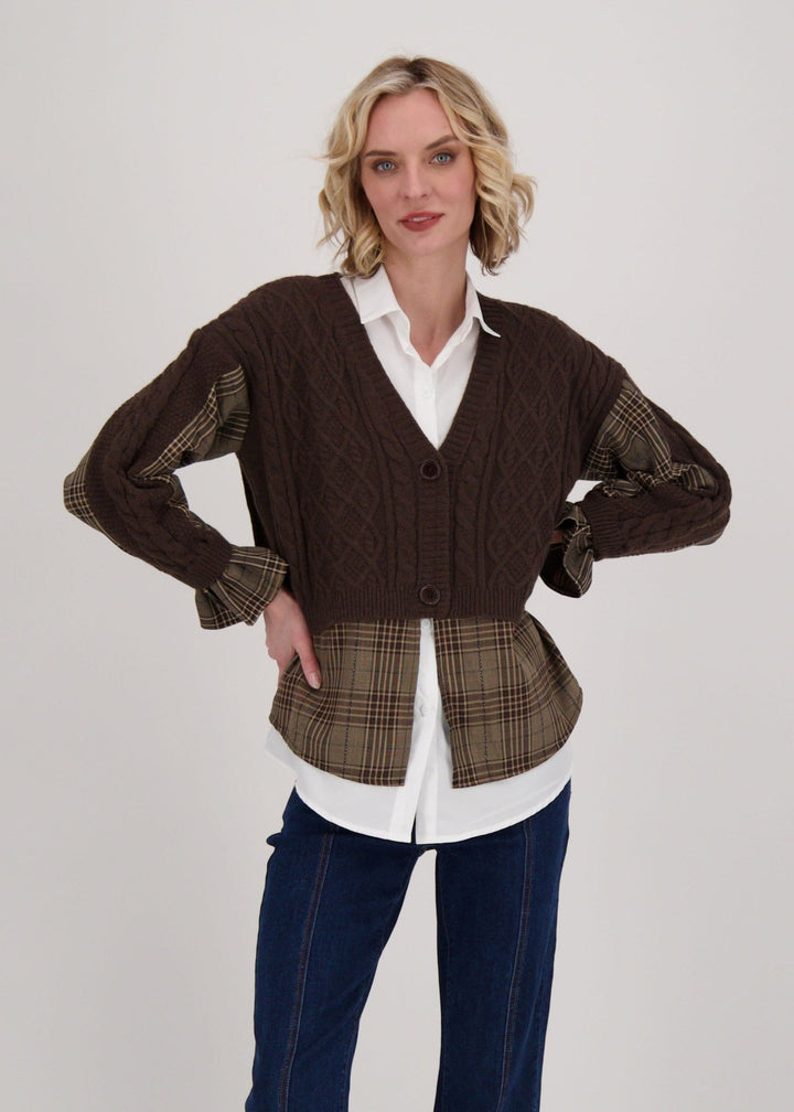 Gabby Isabella - Shirt With Cable Knit Cardigan Topper -SALE