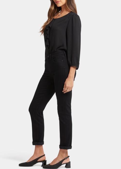 NYDJ - Sheri Slim Ankle Cheetah Cuff Jeans - Black Rinse