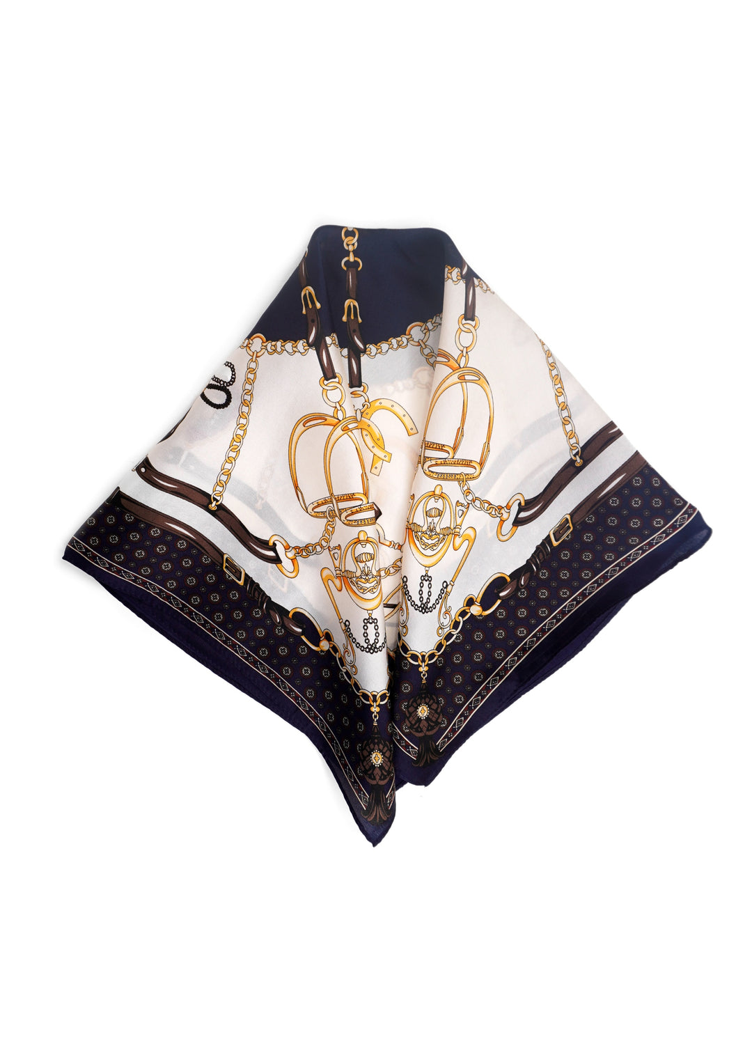 Tom & Eva -Chain Print Navy Silk Neckerchief