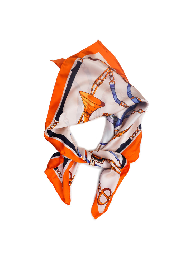 Tom & Eva - Orange Border Silk Scarf