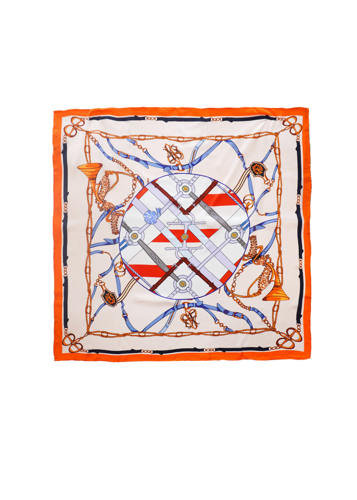 Tom & Eva - Orange Border Silk Scarf