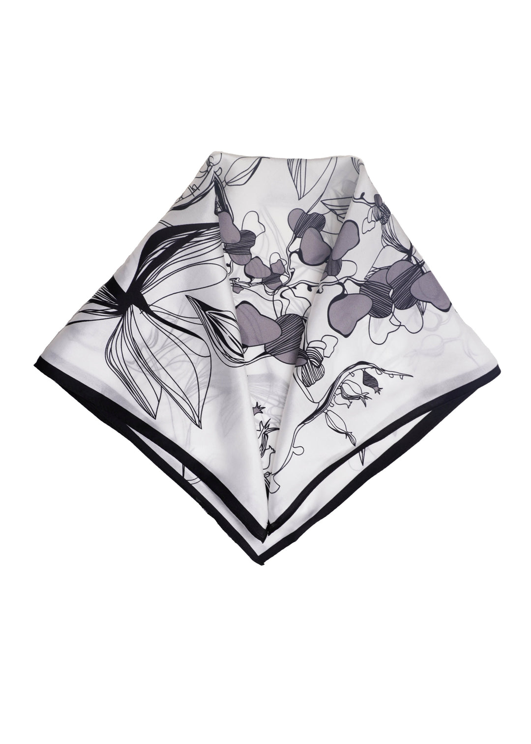 Tom & Eva - B&W Floral Silk Neckerchief