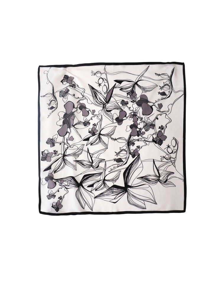 Tom & Eva - B&W Floral Silk Neckerchief