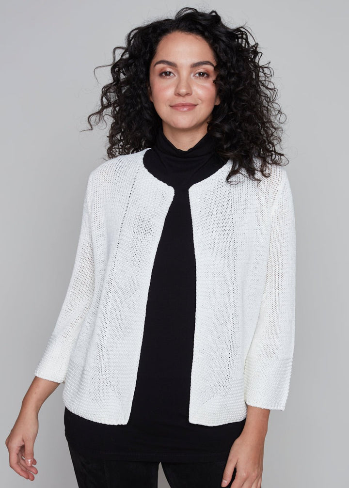 Carre Noir - Open Front Knit Cardigan -SALE