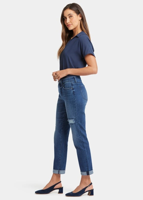 NYDJ - Margot Girlfriend Jeans with Striped Patch - Moonlight