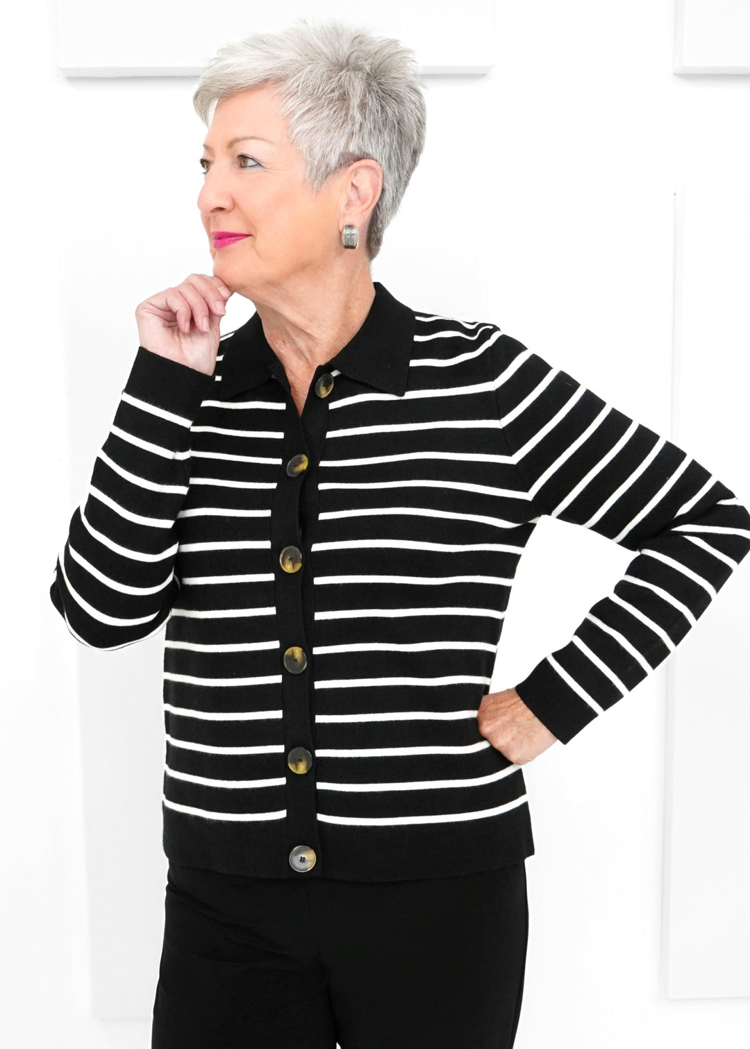 Carre Noir - Stripe Cardigan