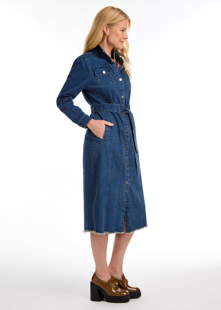 French Dressing Jeans - Midi Denim Belted Dress