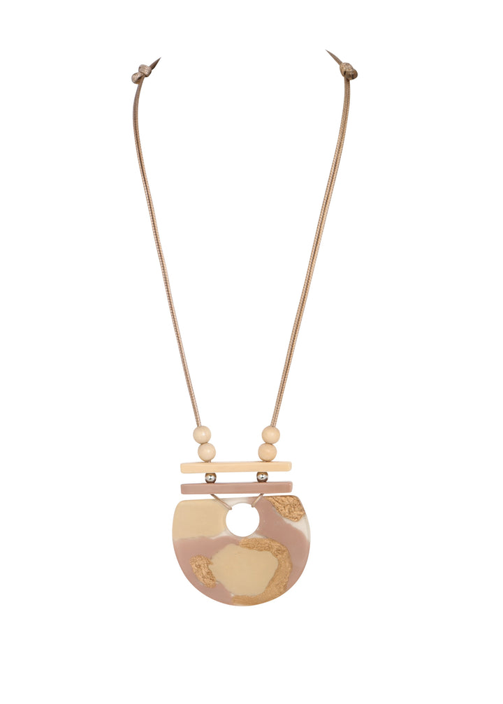 Merx - Beige Metallic Resin Pendant Necklace