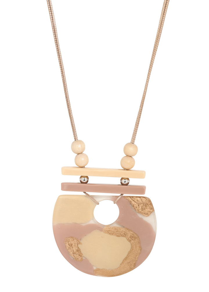 Merx - Beige Metallic Resin Pendant Necklace