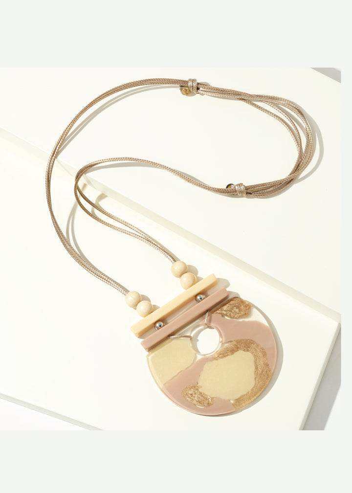 Merx - Beige Metallic Resin Pendant Necklace