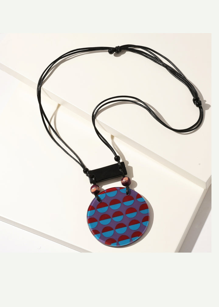 Merx - Printed Resin Circle Pendant Necklace