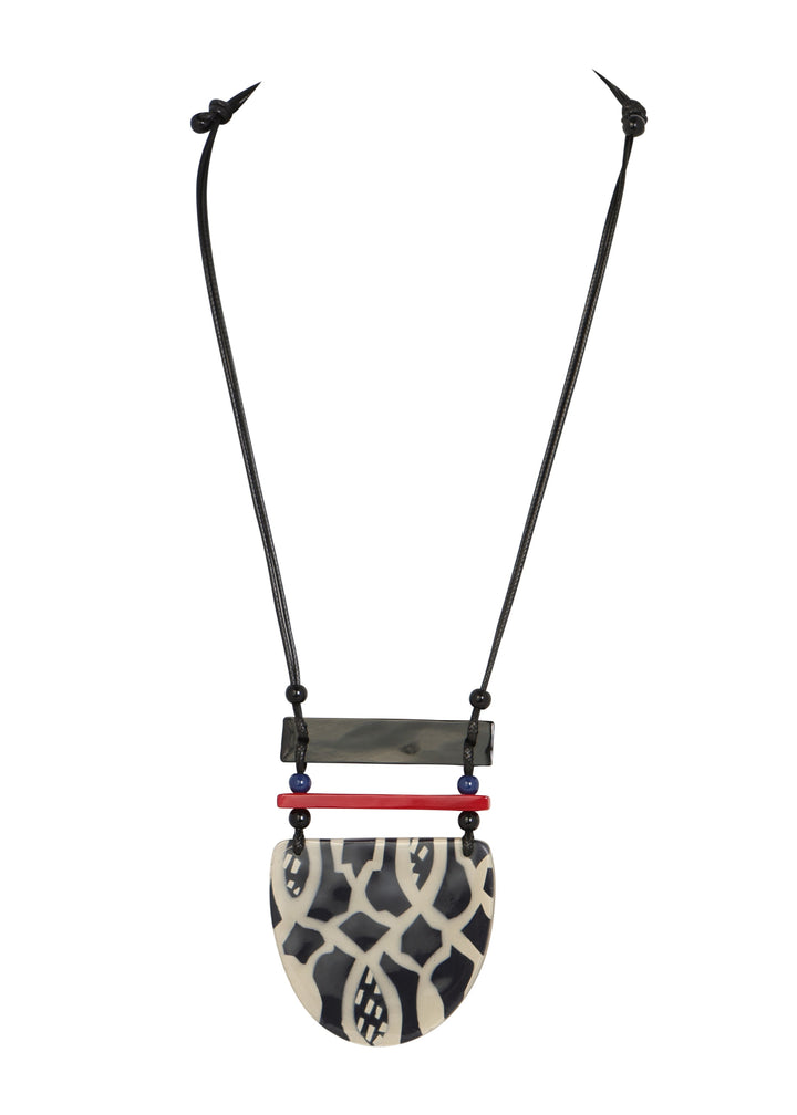 Merx - Navy and Red Resin Pendant Necklace