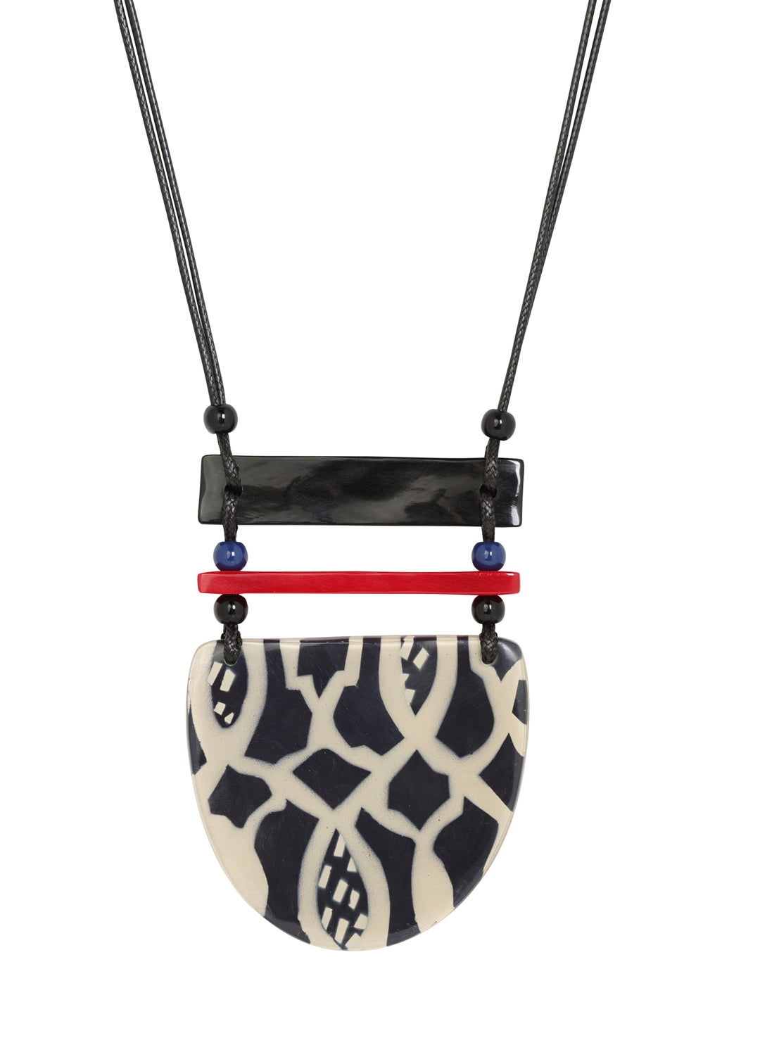 Merx - Navy and Red Resin Pendant Necklace