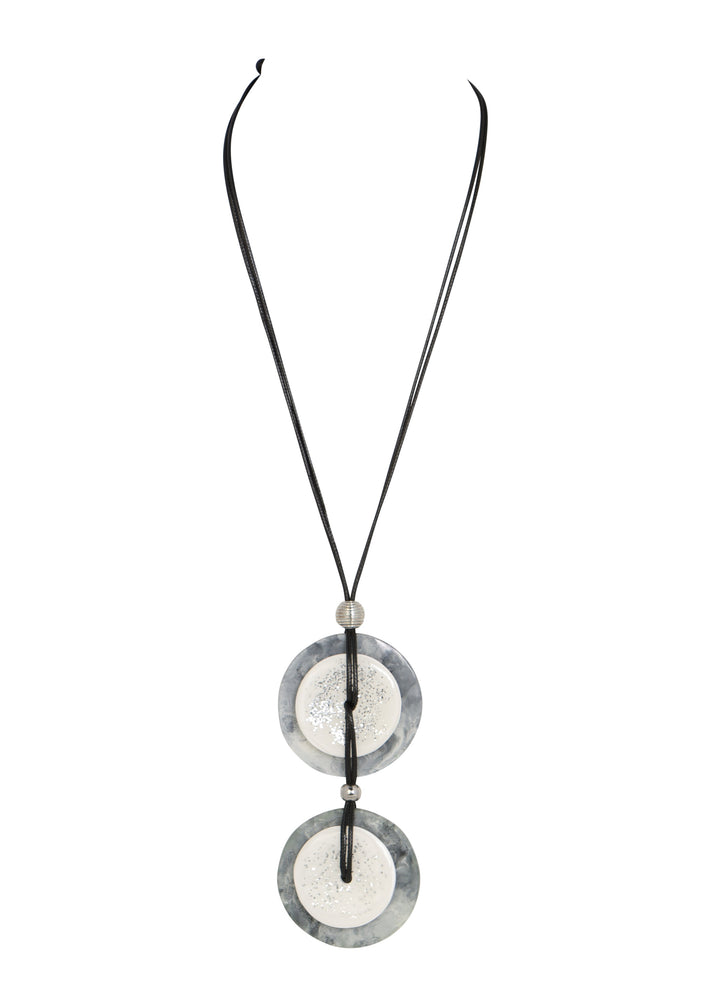 Merx - Sparkle Disc Double Resin Pendant Necklace