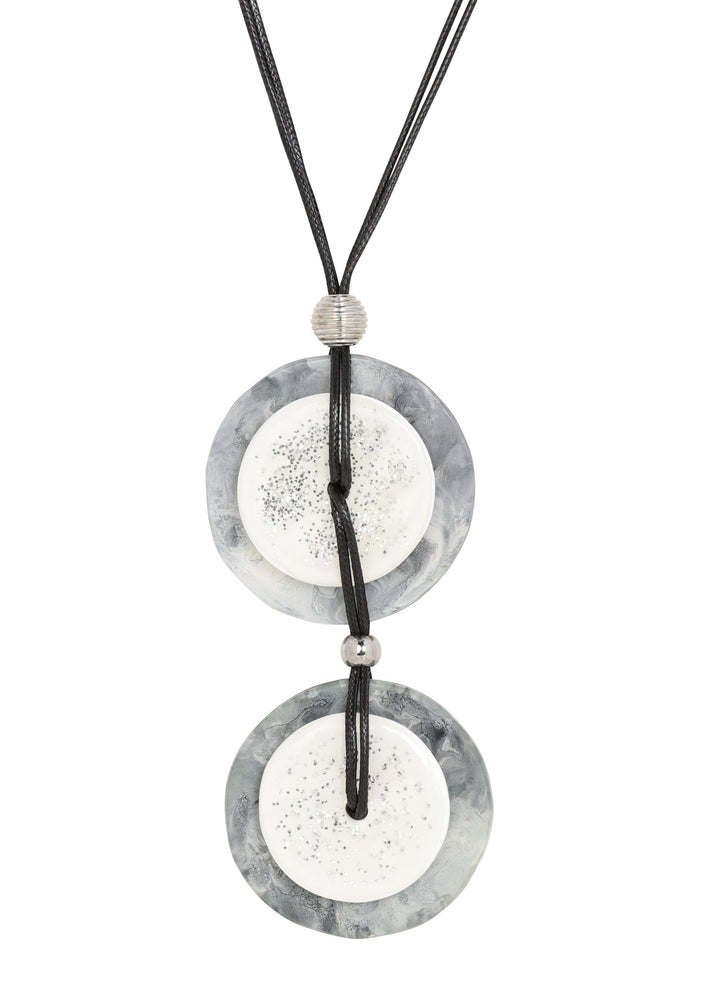 Merx - Sparkle Disc Double Resin Pendant Necklace