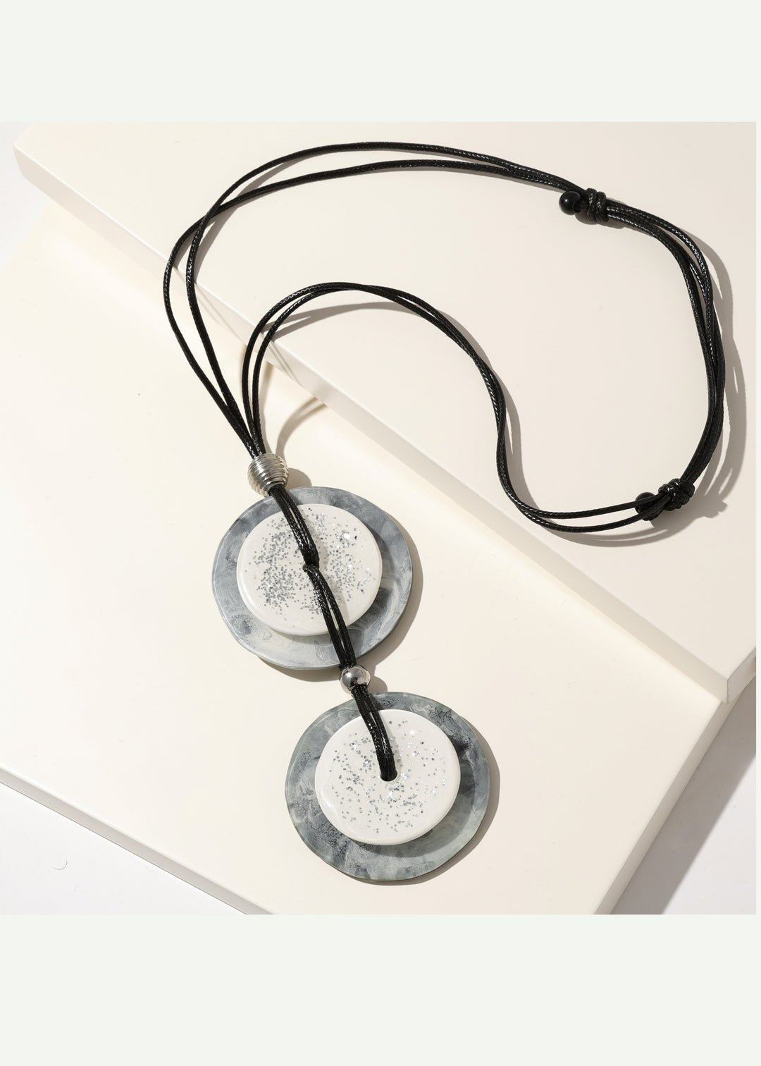 Merx - Sparkle Disc Double Resin Pendant Necklace