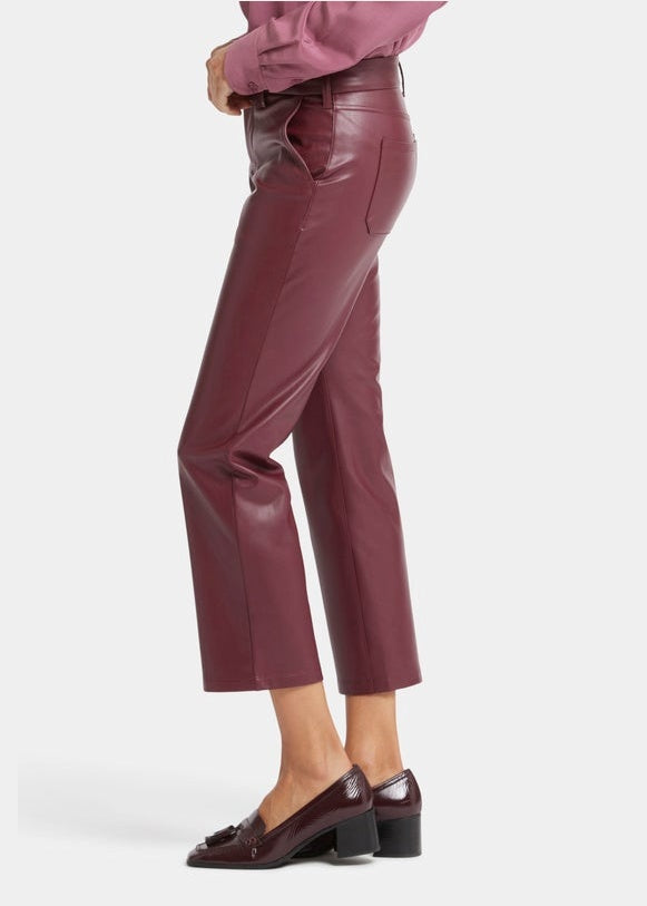 NYDJ - Faux leather Straight Leg Ankle Pants - Tavern