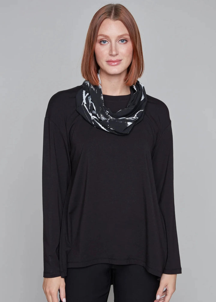 Claire Desjardins - Breezy B&W Top With Scarf -SALE