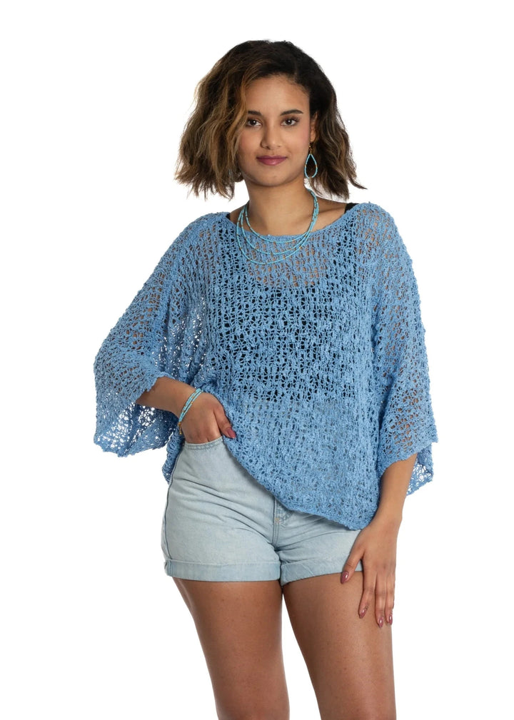 Suzie Blue - Popcorn Knit Short Sleeve Top