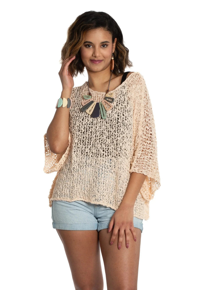 Suzie Blue - Popcorn Knit Short Sleeve Top