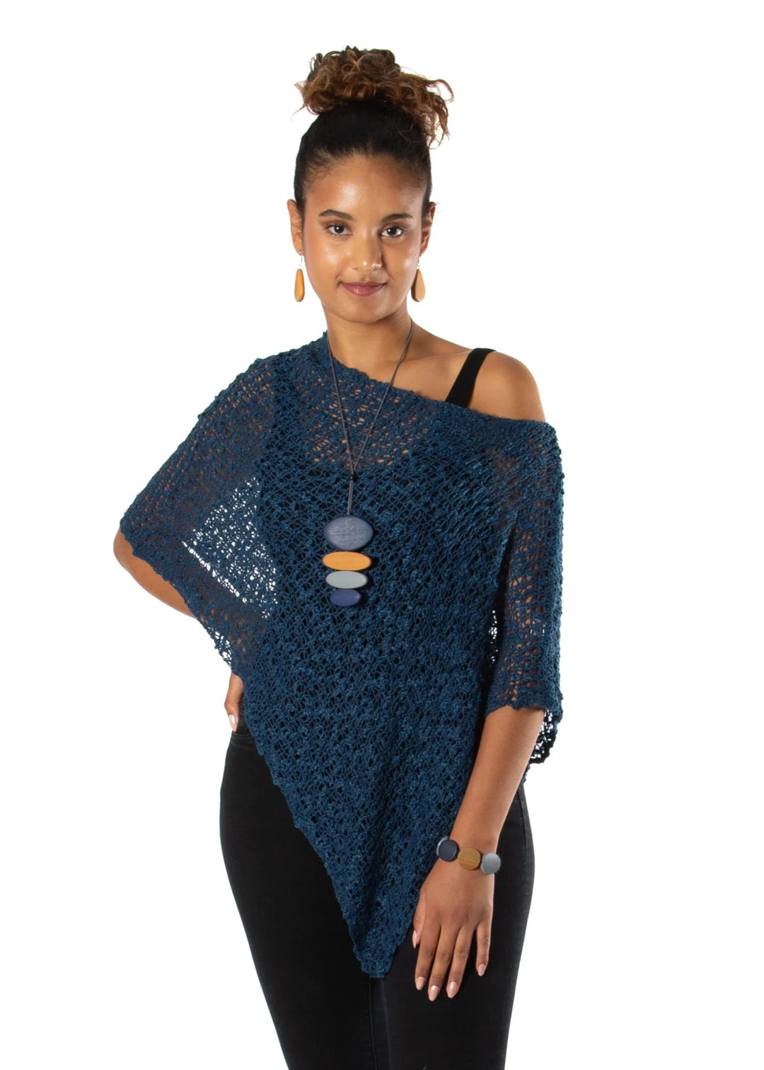 Suzie Blue - Knitted Popcorn Poncho