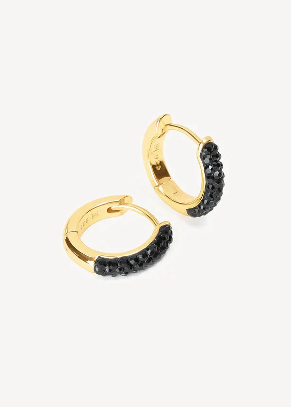 Hilberg & Berk - Black Sparkle Always On Hoop Earrings