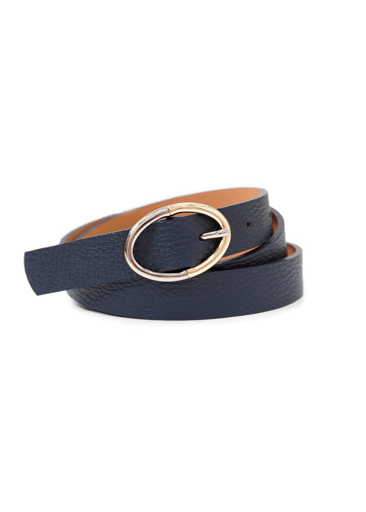 Landes - Oval Buckle Slim Leather Belt