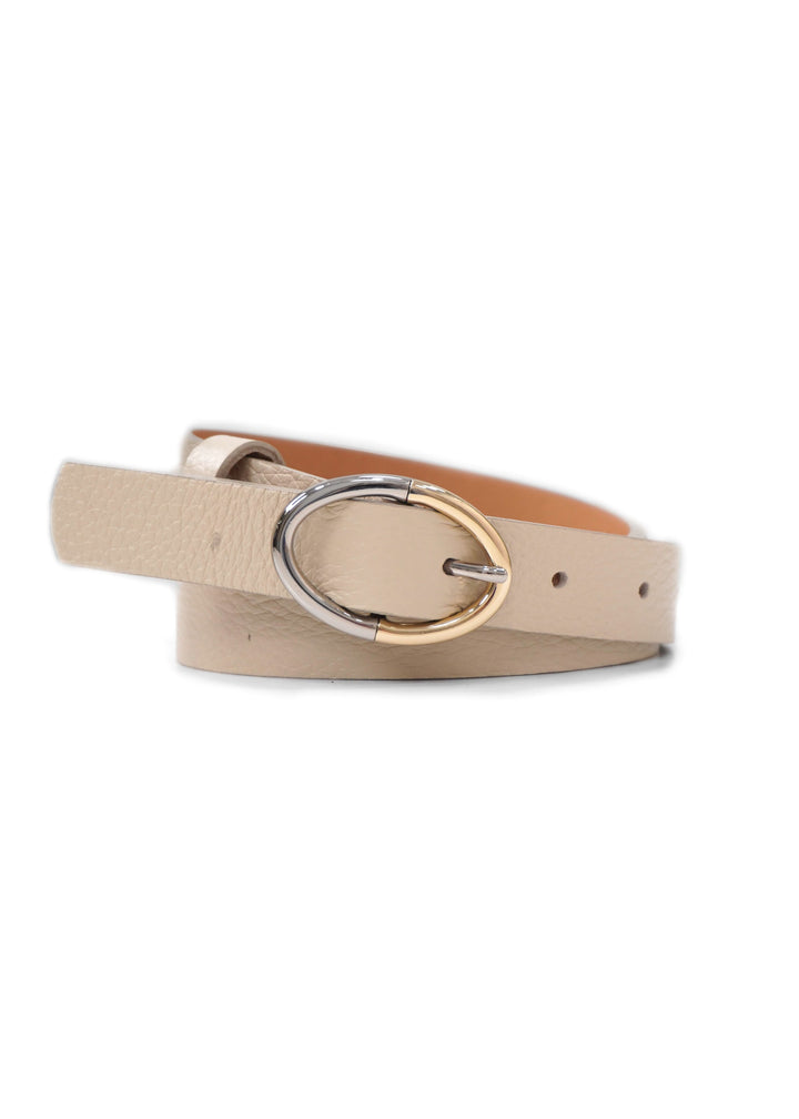 Landes - Oval Buckle Slim Leather Belt