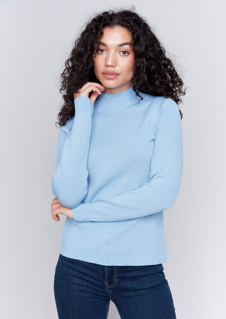 Charlie B - Reversible Jacquard Mock Neck Sweater