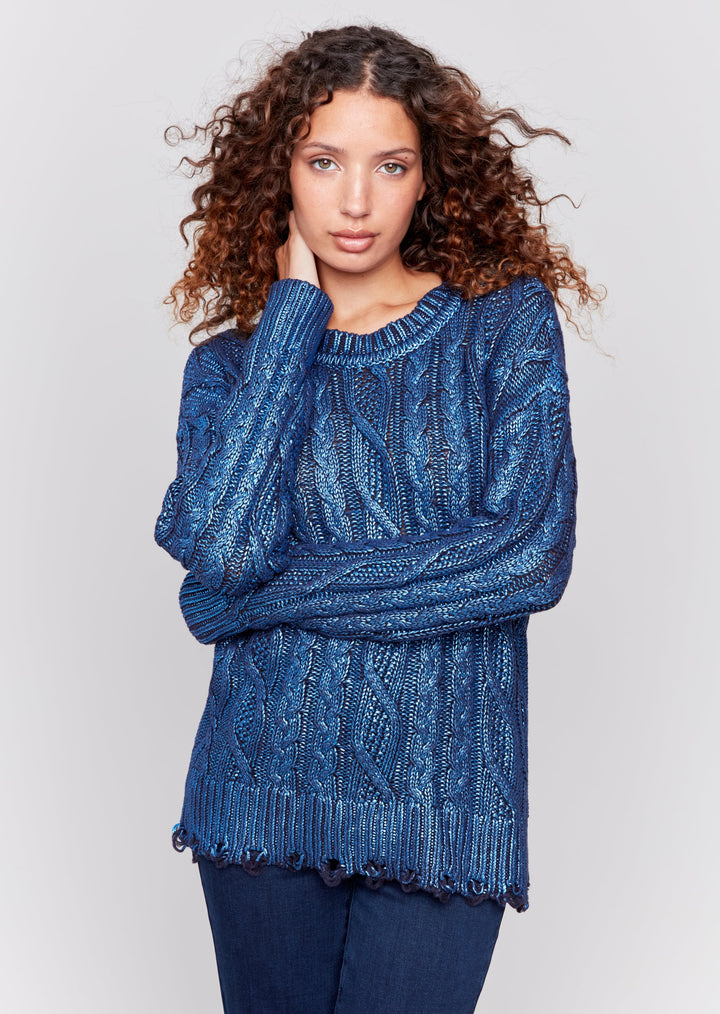 Charlie B - Metallic Cable Knit Sweater