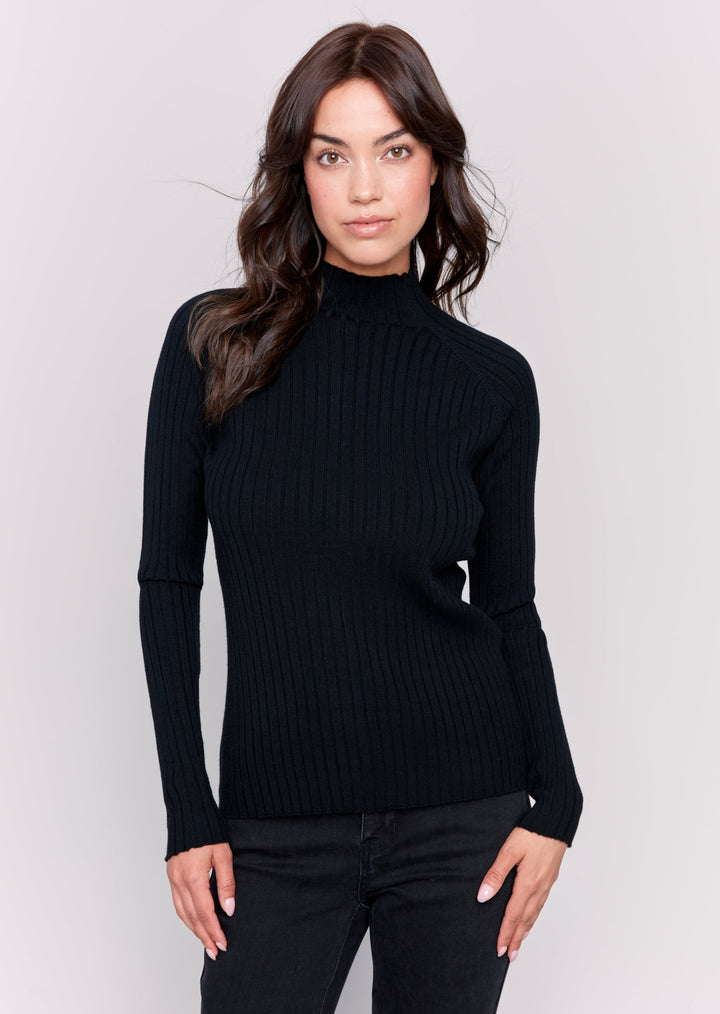 Charlie B - Basic Ribbed Mock Neck Sweater