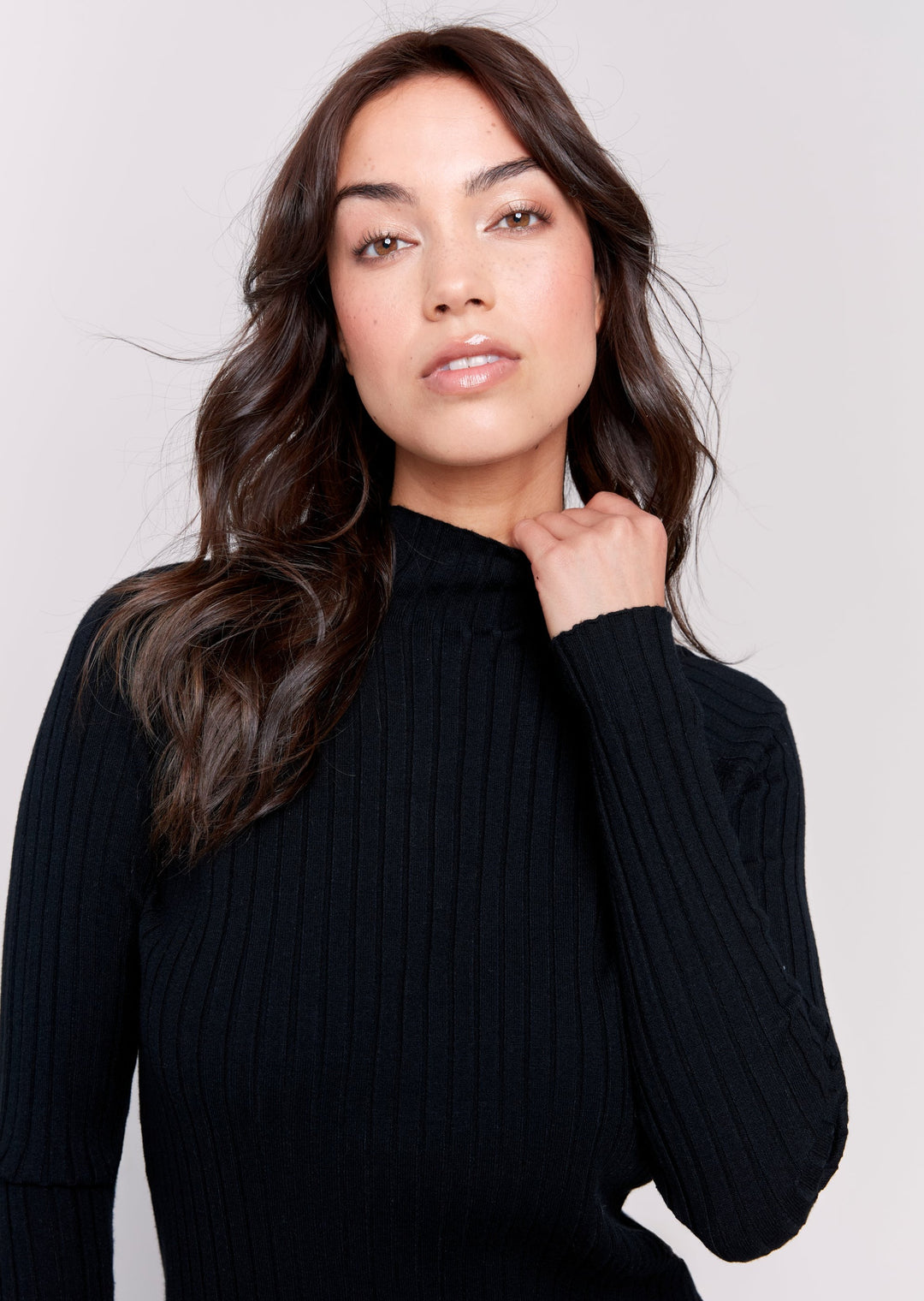 Charlie B - Basic Ribbed Mock Neck Sweater