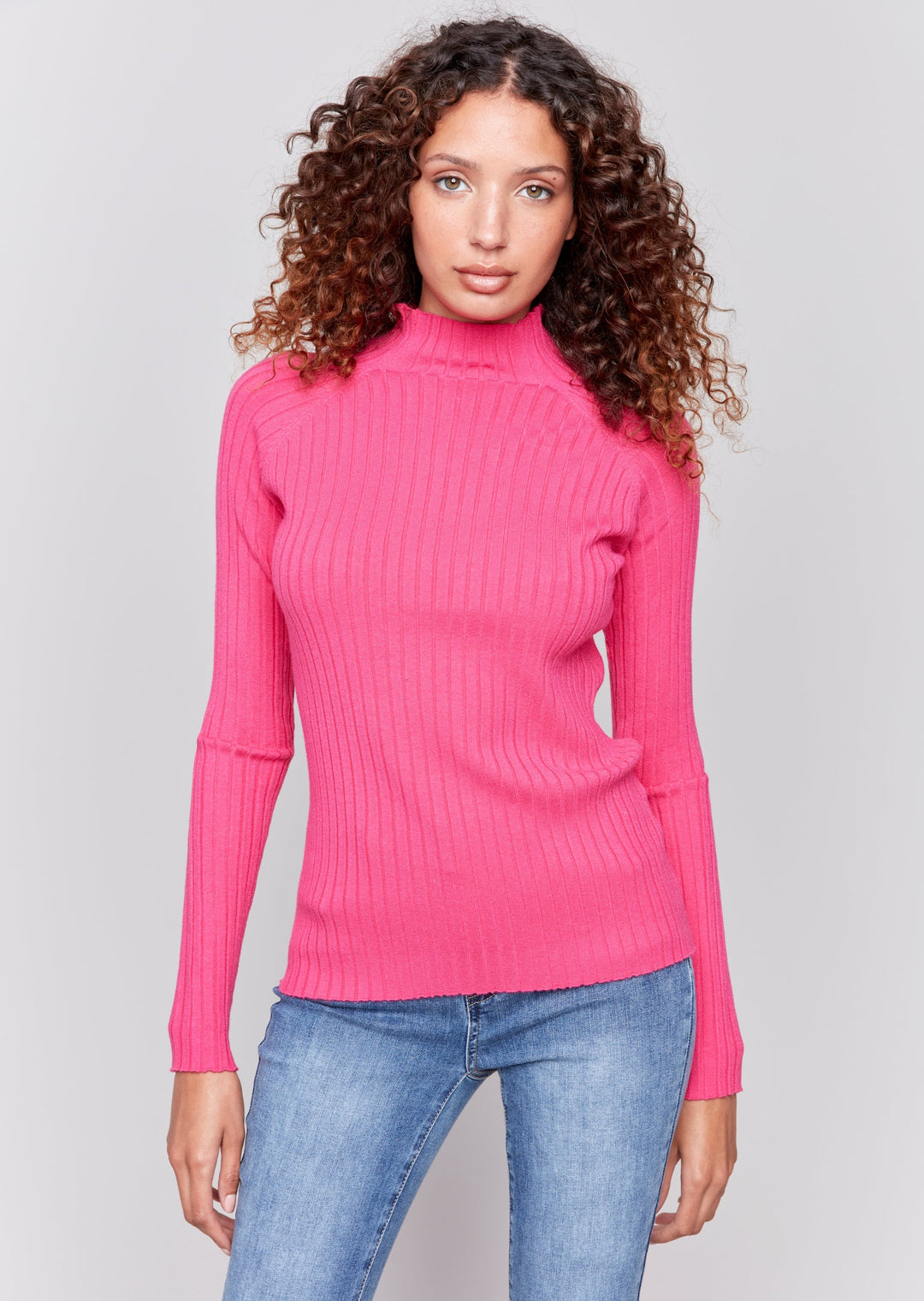 Charlie B - Basic Ribbed Mock Neck Sweater