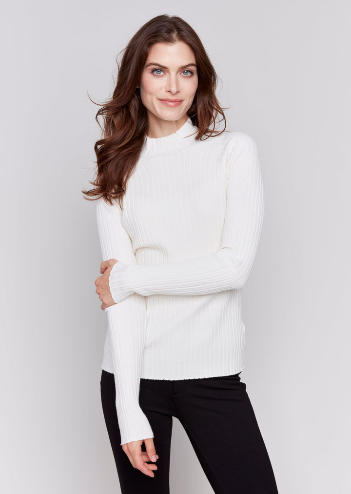 Charlie B - Basic Ribbed Mock Neck Sweater