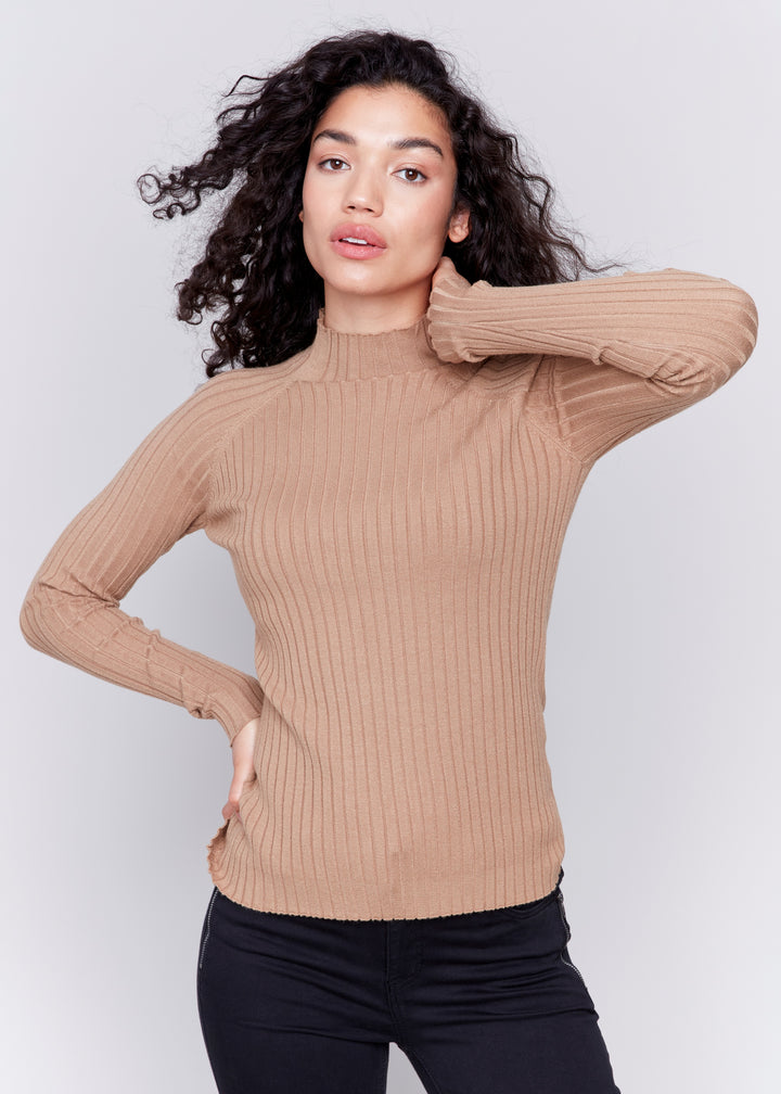 Charlie B - Basic Ribbed Mock Neck Sweater