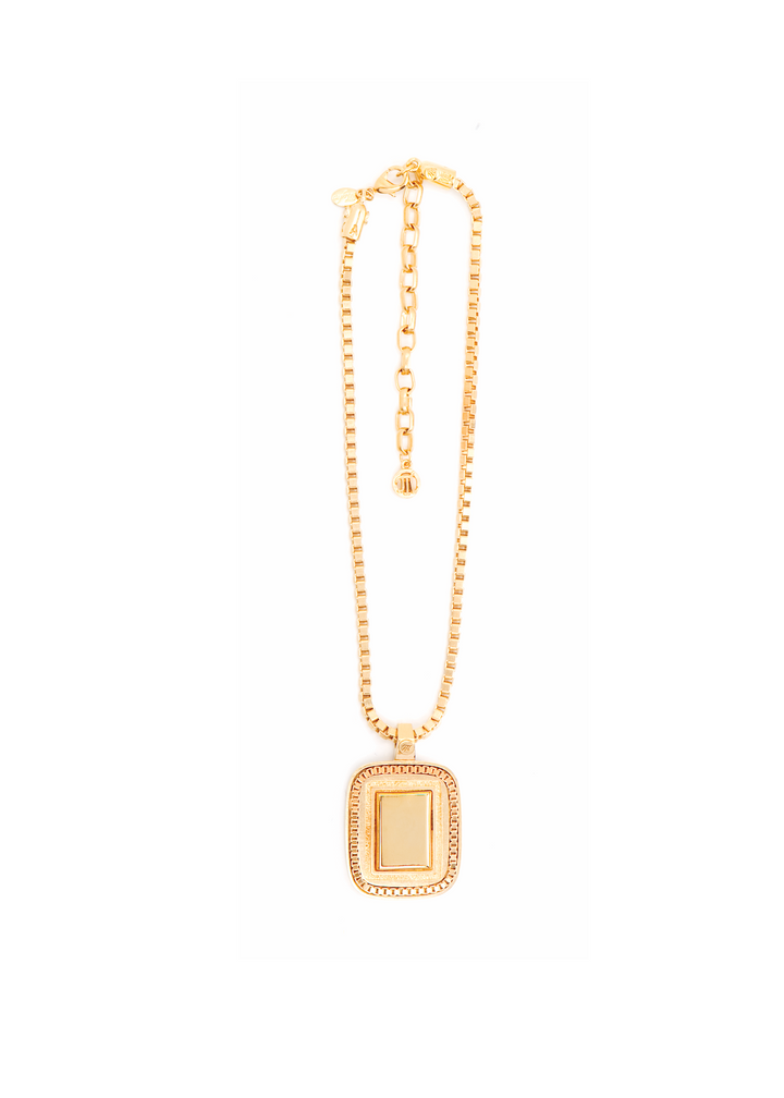 Myka - Box Chain Rectangular Pendant Choker Necklace