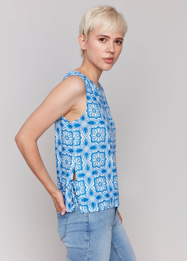 Charlie B - Printed Sleeveless Top With Side Ties