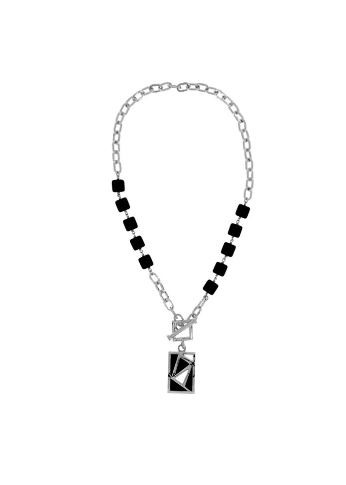 Myka -  Rectangle Cutout Drop Necklace