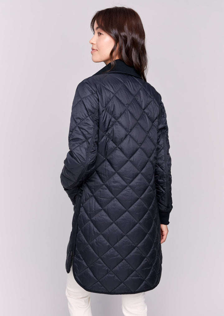 Charlie B - Iridescent Long Reversible Quilted Puffer Jacket