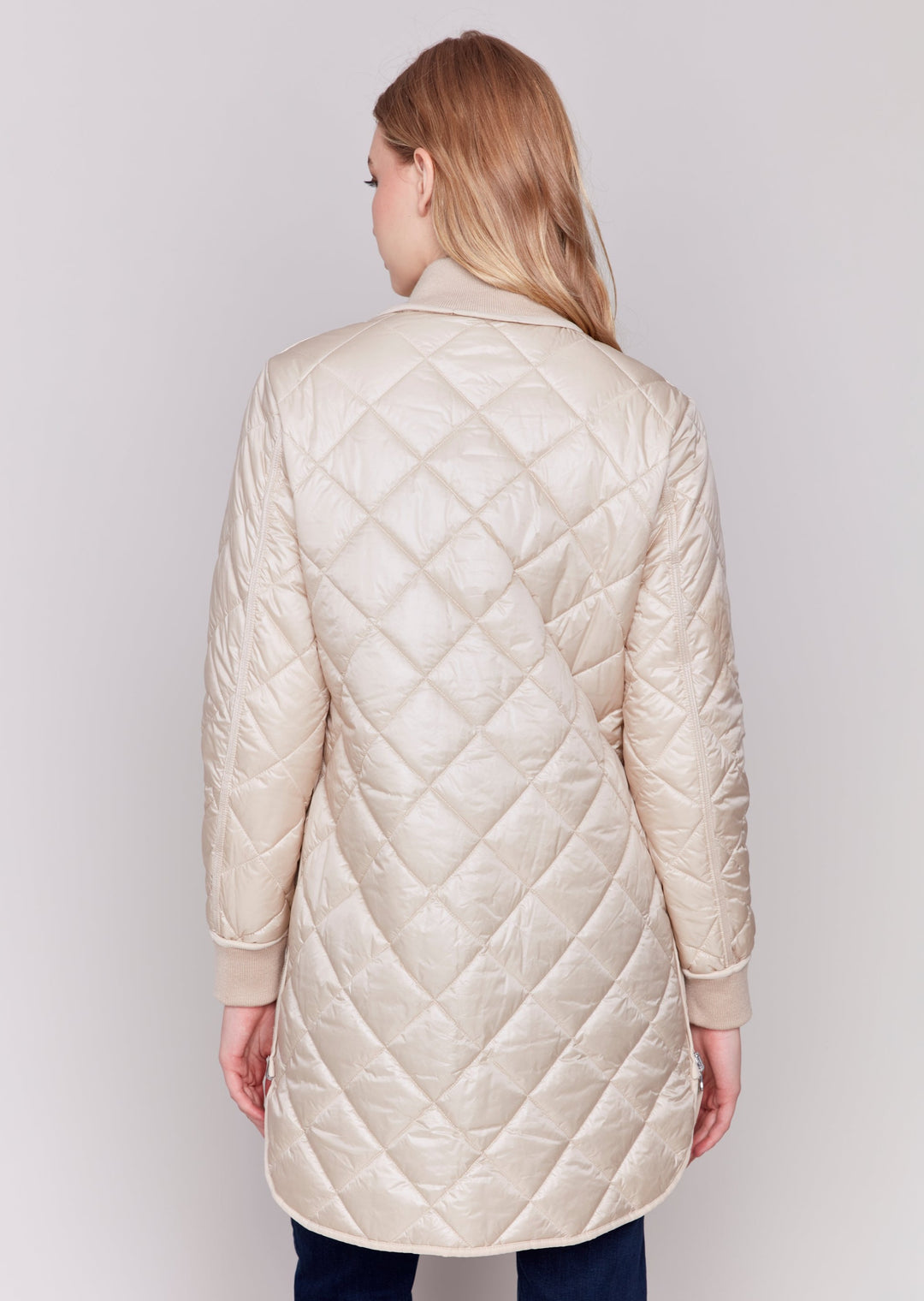 Charlie B - Iridescent Long Reversible Quilted Puffer Jacket