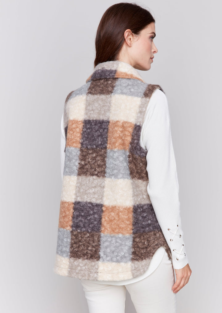 Charlie B - Sherpa Plaid Long Vest