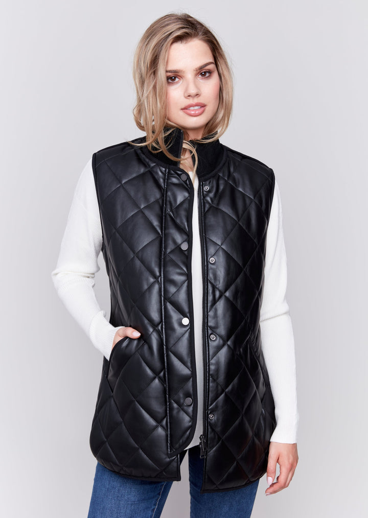 Charlie B - Quilted Faux Leather Vest